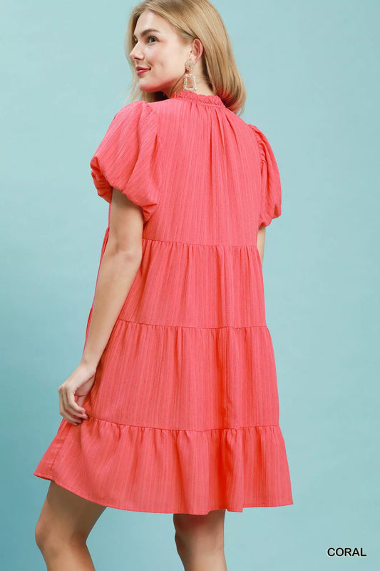 Puff Sleeve Tiered Babydoll Dress 6164c3f8-ed82-470d-8174-a9278fe2d8fe-Max-Origin