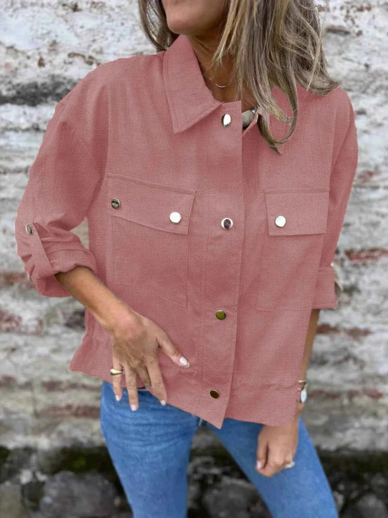 Snap-Down Utility Shacket with Chest Pockets