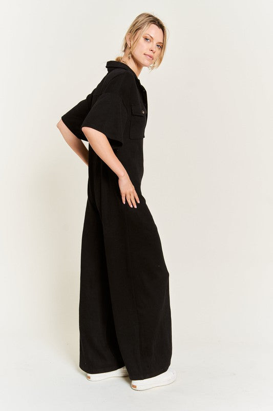 Basic Collar Shirt Wide leg Jumpsuit 616ba3a5-1687-4145-9963-e8fb9dcd4c6e
