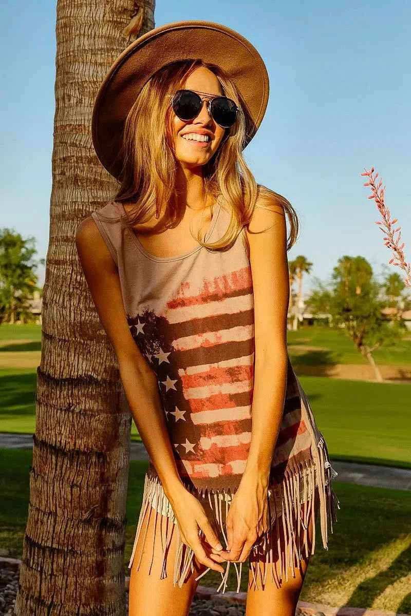 American Flag Print Knit Sleeveless Top 617c5d24df754350bd2e01acb0ba1b78-Max-Origin