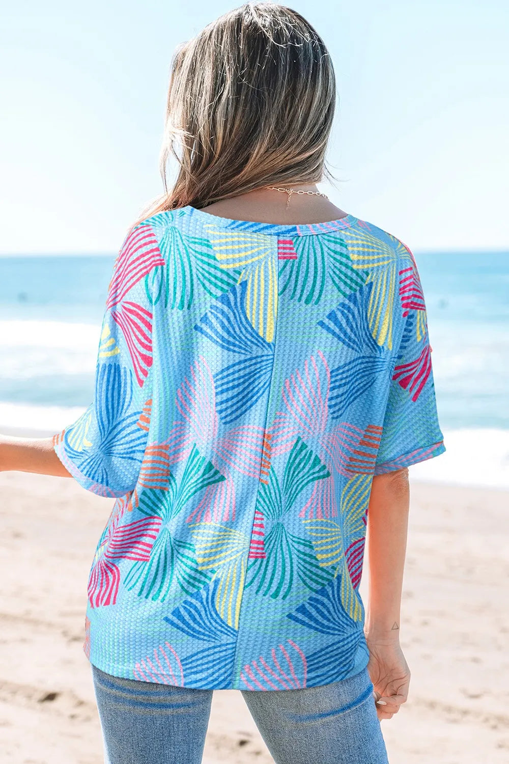 Printed Round Neck Half Sleeve Top 61856901-eee6-4bd0-aa01-d930239ca2d5-Max-Origin