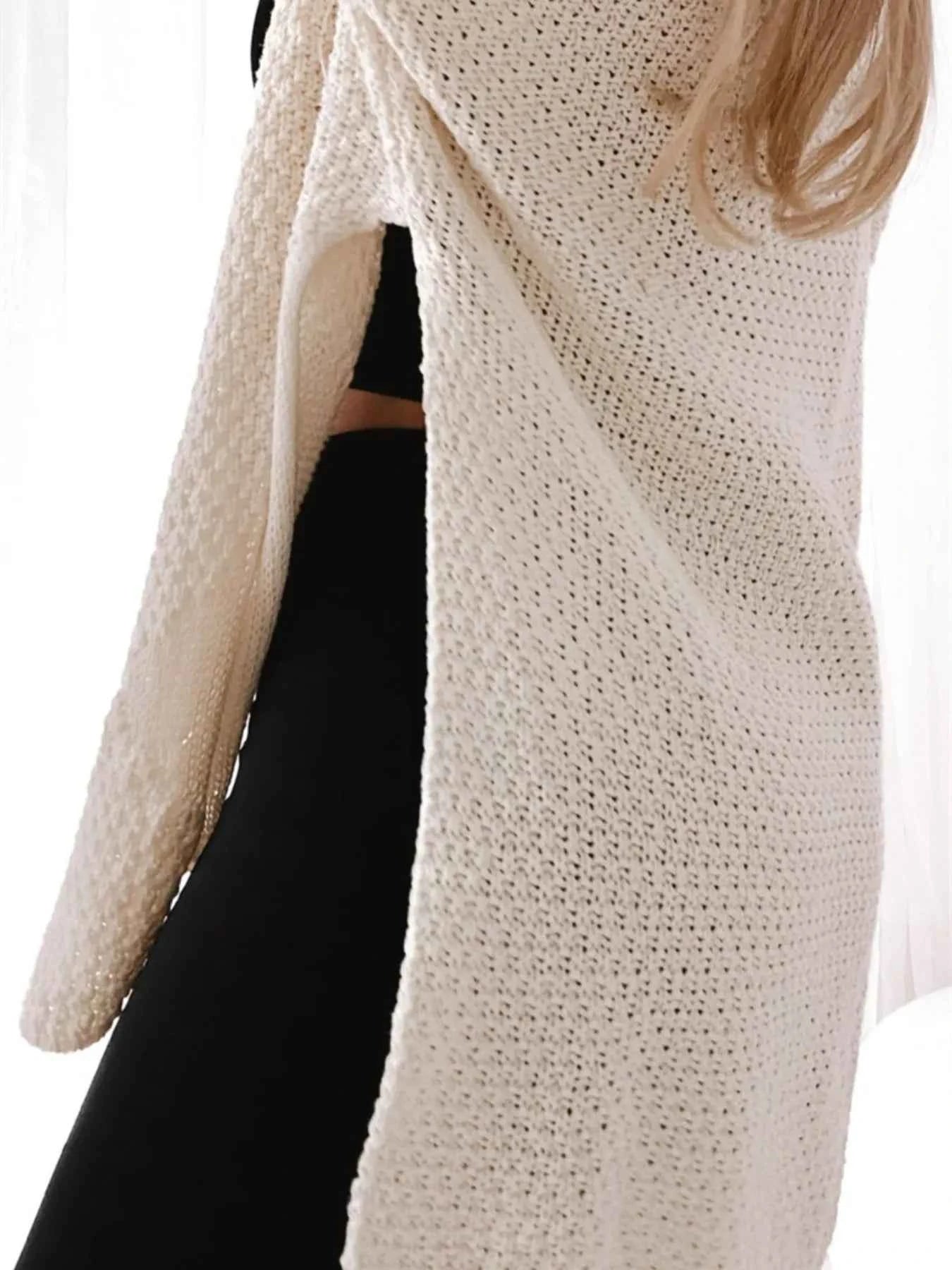 Oversized Knit Cardigan with Open Front Design