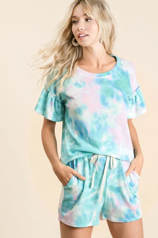 BiBi Tie Dye Print Casual Shorts with Twill 61b3408d-a979-4725-8acb-b00e66a1046b-Max-Origin