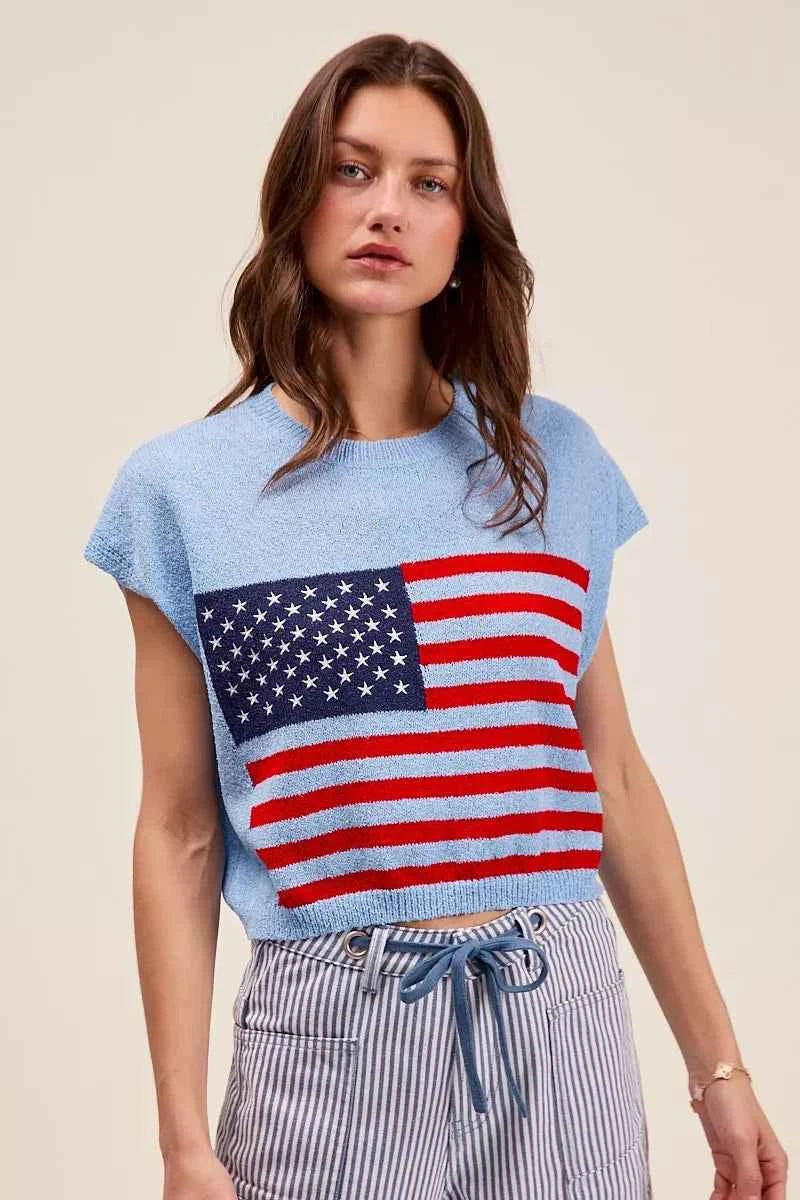 SO ME Fourth Of July American Flag Boxy Fit Sweater Top LT BLUE 61bcb7c6-6149-4e8b-a97d-6650cff7703c-Max-Origin