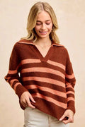 BiBi Striped Sweater Top with Collar Stitched Details BRICK TERRACOTTA 61c4d7611d444dfa90b40eeeda6c49fb-Max-Origin