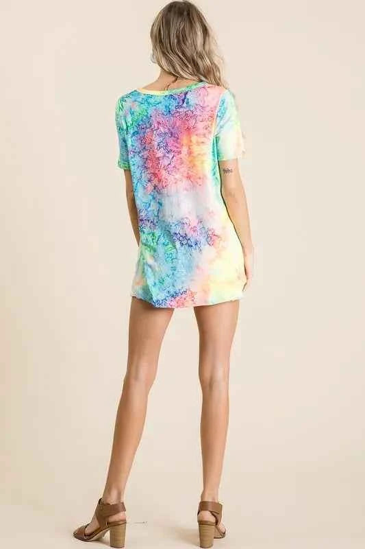 BiBi Tie Dye Print Jersey V Neck Top 61cf81f123f64295b51989a6a463c08c-Max-Origin