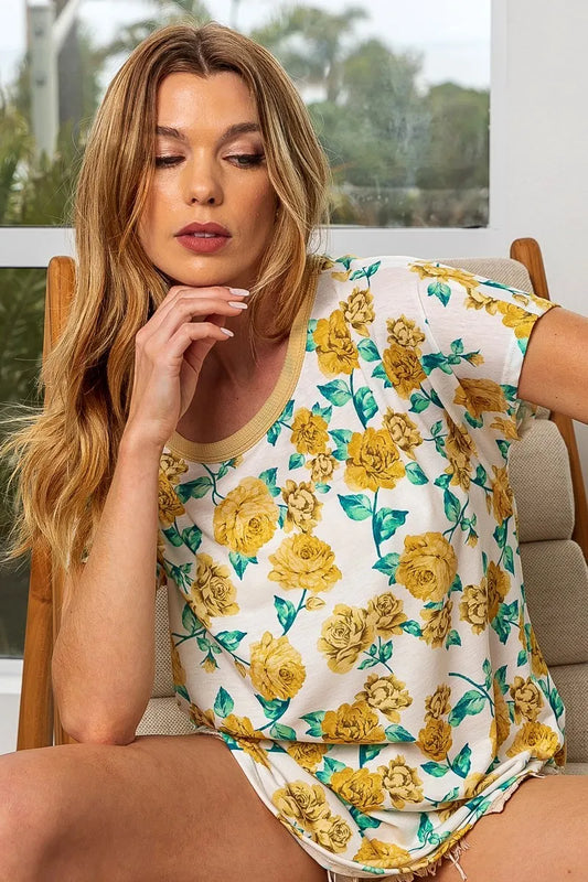 Rose Print Thermal Neck Binding Dolman Sleeves Top 61d210169222468b8ca2c28704b4bc96-Max-Origin