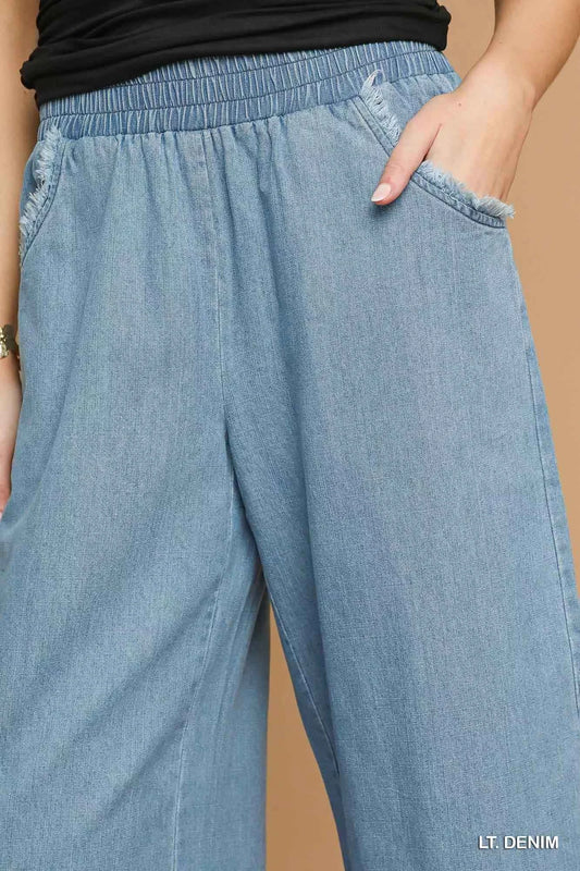 Washed Fringe Hem Wide Leg Jeans 61e309c0-a560-4135-9424-dff0f010d428-Max-Origin