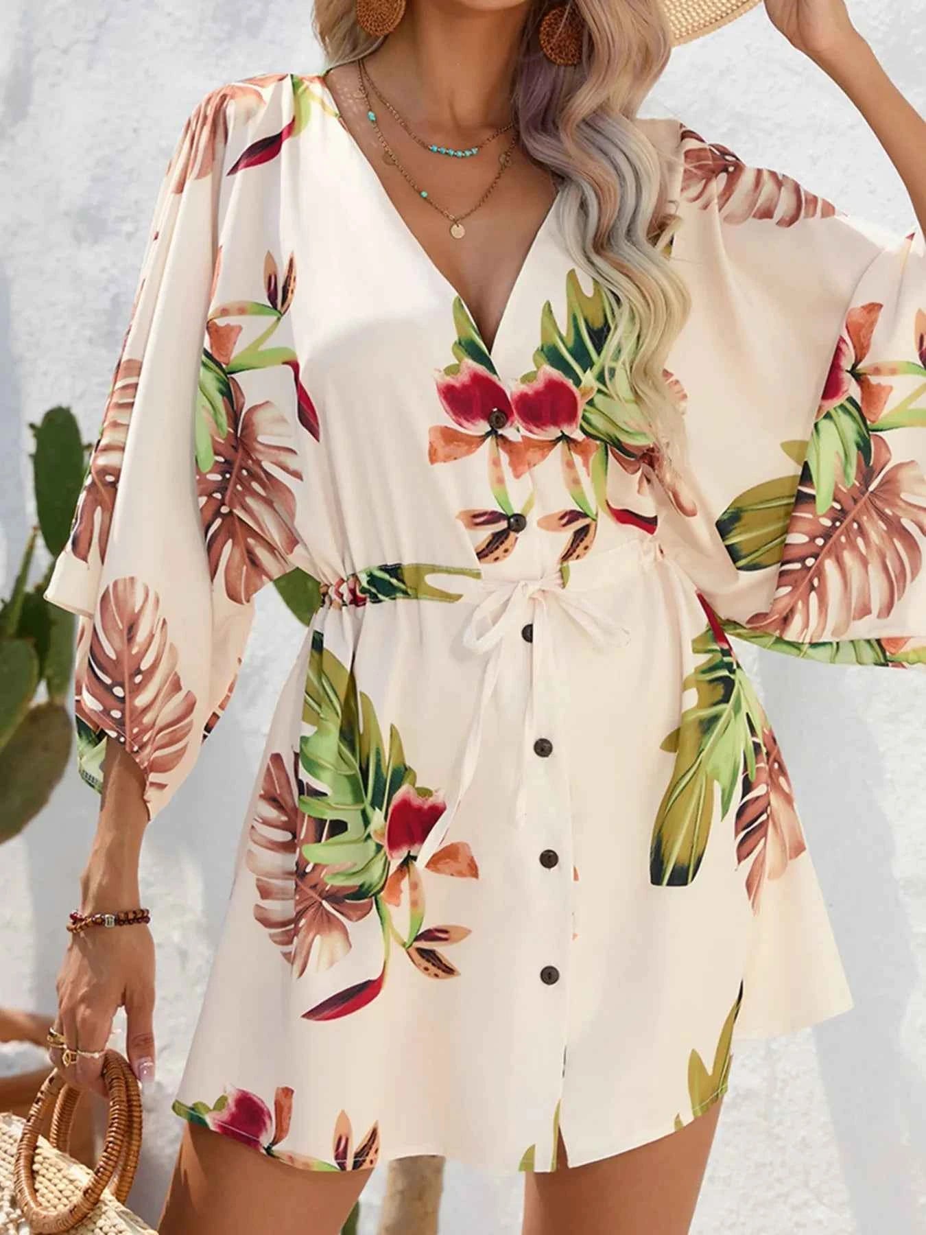 Color Block Drawstring Waist Button Up Dress 6214982322ae4010bd1b62d3f9dfaae0-Max-Origin