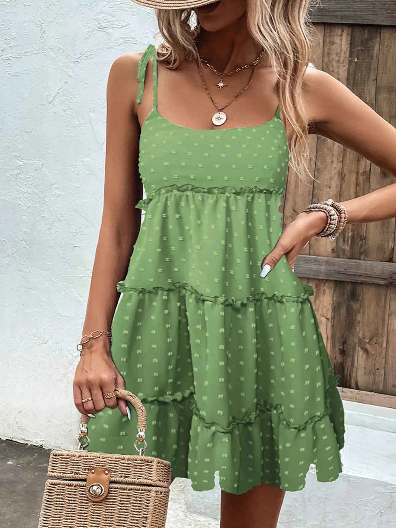 Frill Tiered Swiss Dot Cami Dress 622fde7f7131464e8a2018408688c9db-Max-Origin