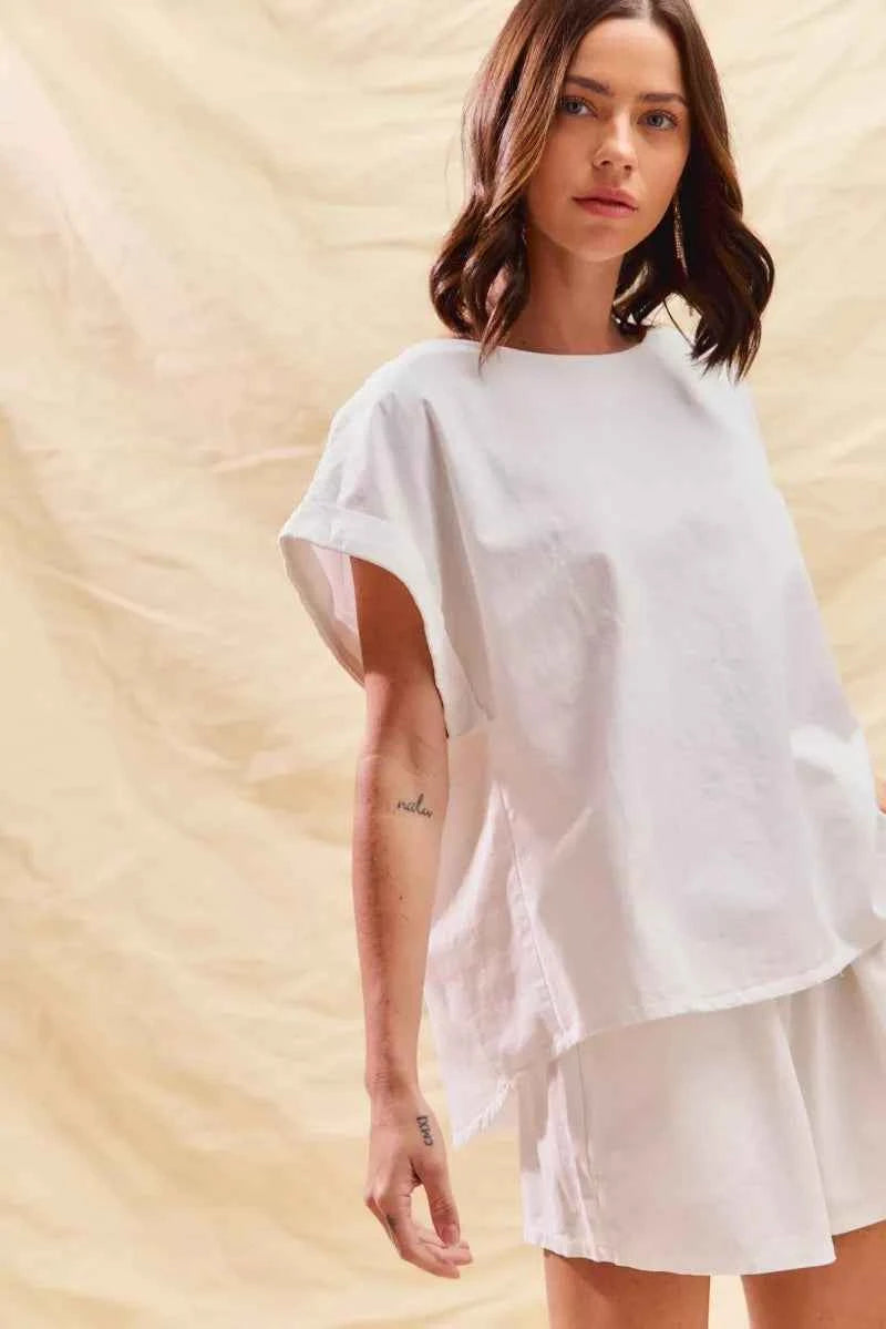 SO ME Round Neck Short Sleeve Top and Shorts Set 6241238e-793c-4d01-86c0-624e7cdf3f79-Max-Origin