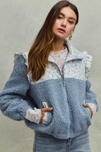 SO ME Faux Fur Sherpa Pull Jacket with Floral Contrast 6257203e76564103827de8287873f1e8-Max-Origin