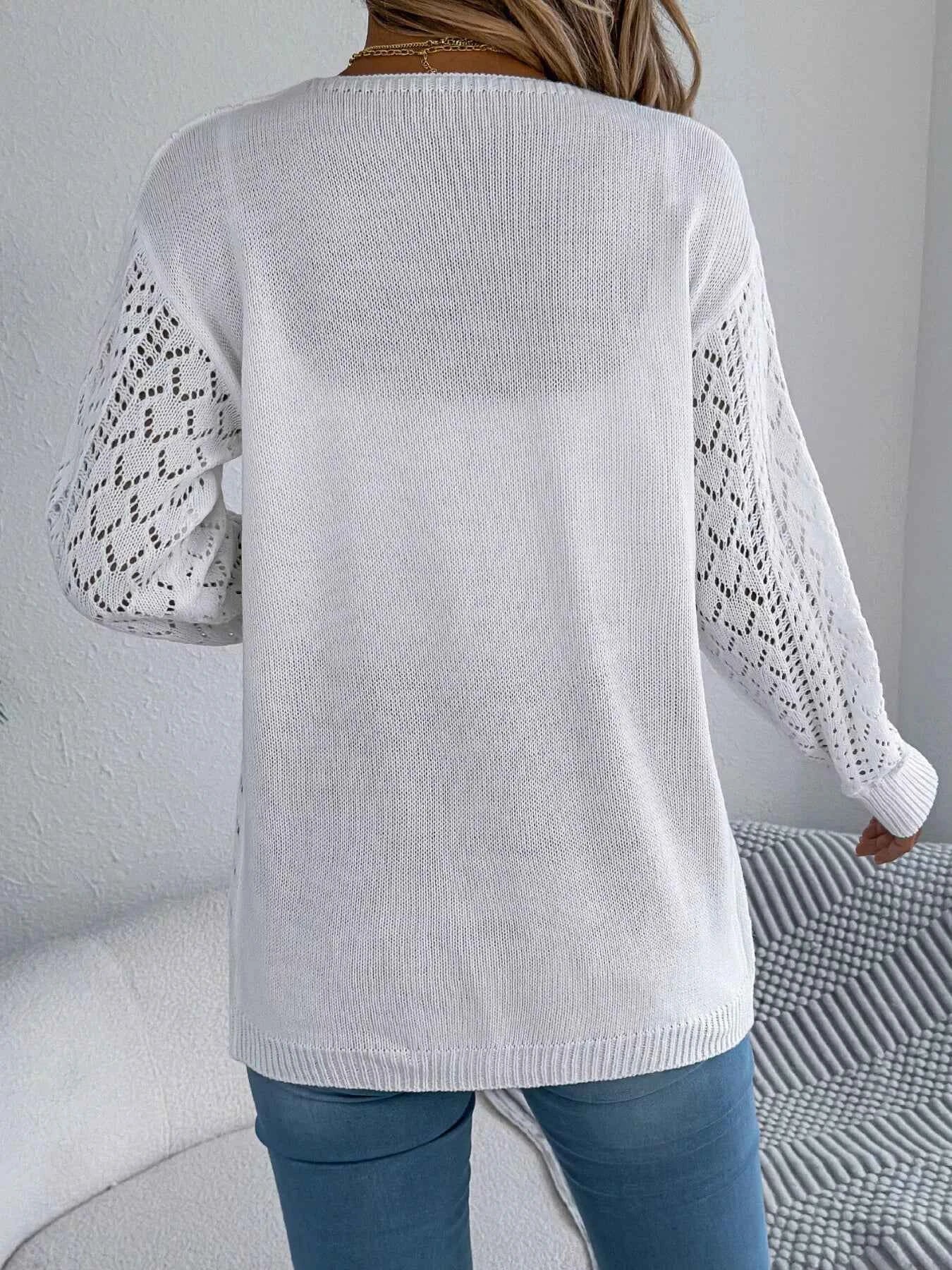 Openwork Open-Front Long Sleeve Cardigan 625a277015424b2b890e0eeecec8b3b5-Max-Origin