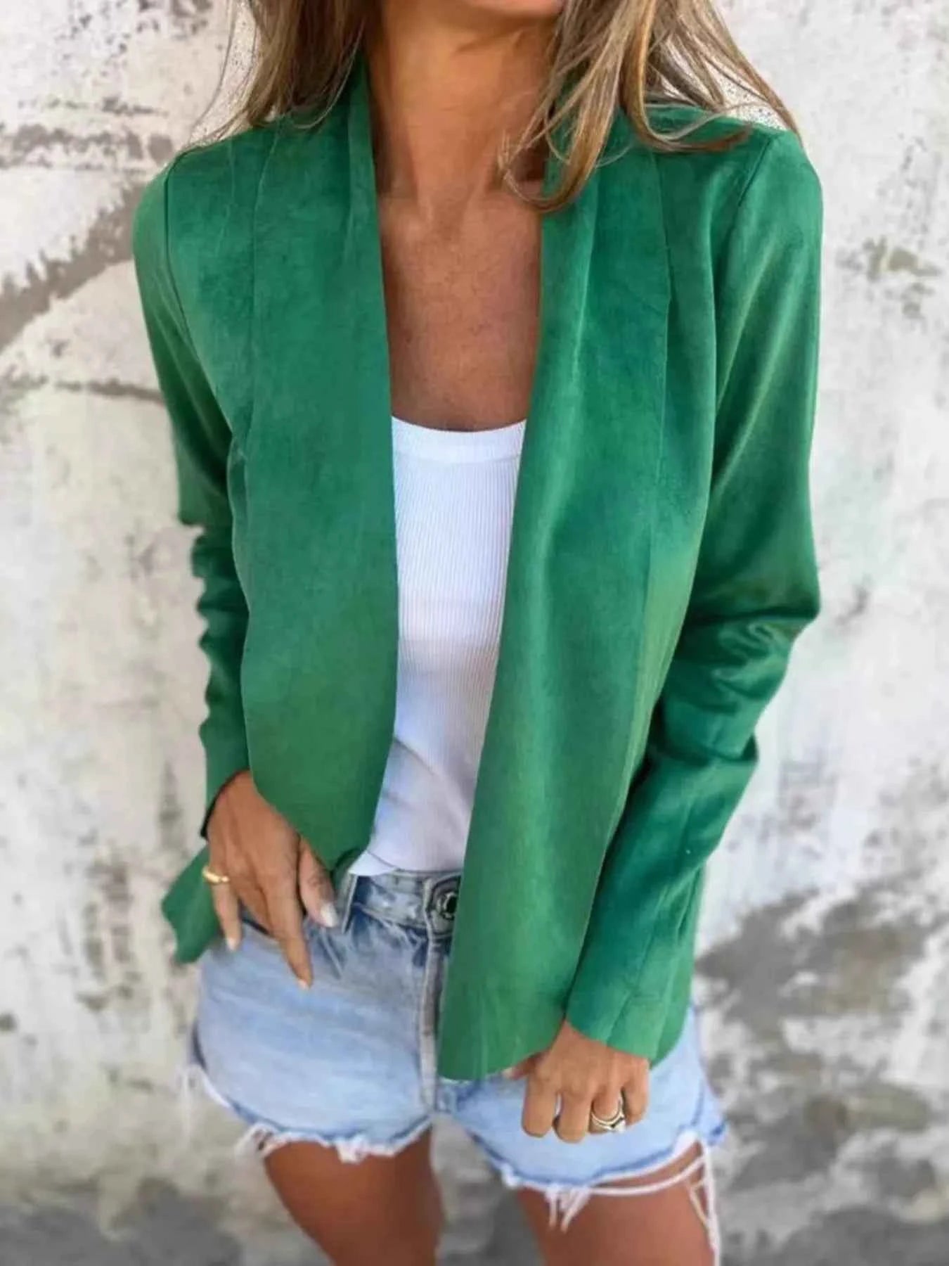 Full Size Open Front Casual Cardigan Plus Size Green 625dac1d9b95455ab91db28b26fa94f7-Max-Origin