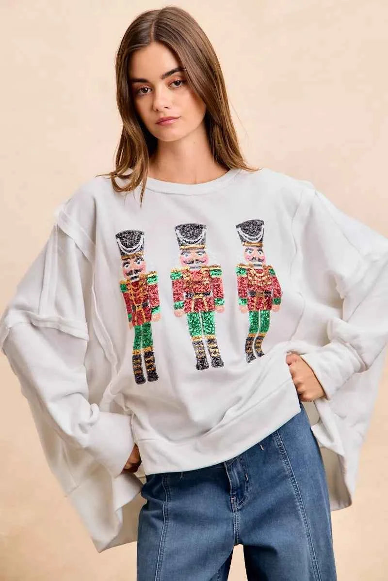 BiBi Christmas Sequin Nutcrackers Embroidery Sweatshirt 62602d27d19d45a6a1374a548a9616c5-Max-Origin