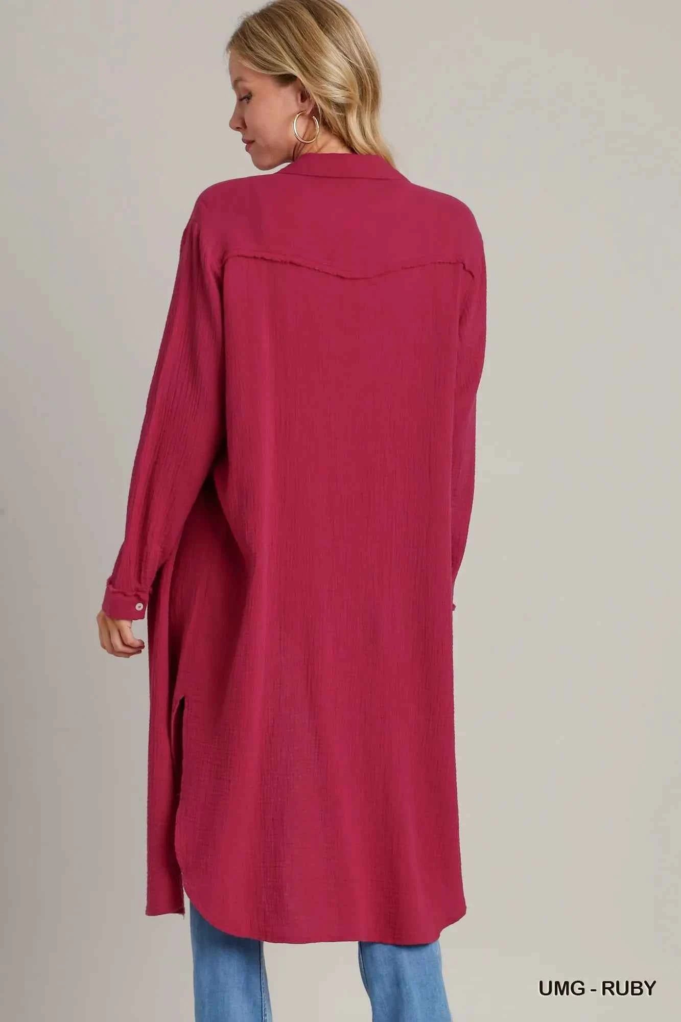 Umgee Cotton Gauze Button Down Shirt Dress 62631564-e3ea-4ea6-ade3-afbb6fc10b01-Max-Origin