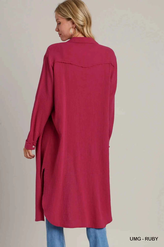 Cotton Gauze Button Down Shirt Dress 62631564-e3ea-4ea6-ade3-afbb6fc10b01-Max-Origin