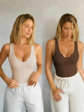 2 Piece Ribbed Wide Strap Tank Apricot & Brown 6267c668-0dbc-4808-8a54-fe1098f3d238-Max-Origin