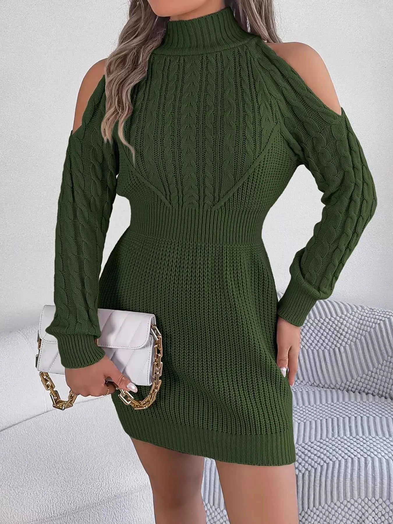 Cold Shoulder Cable Knit Turtleneck Sweater Dress 626de9ebdad644358364b4f0c202f1e3-Max-Origin