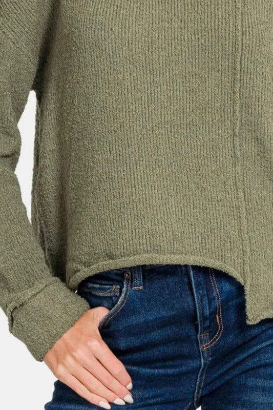 Asymmetric Hem Drop Shoulder Sweater 626eed78-1fb6-4479-8de8-8d2f0a784744-Max