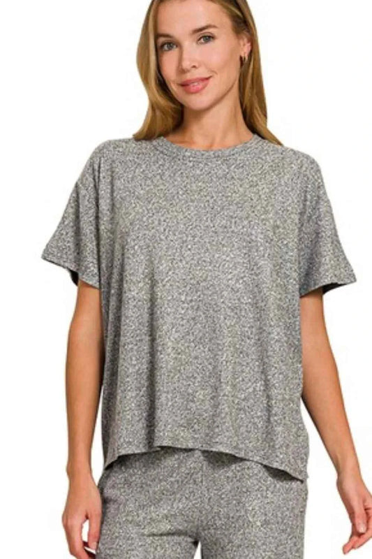 Soft Melange Short Sleeve Tee & Long Pants Set 627c3717-e199-48ce-a410-b7270eb498f9-Max-Origin