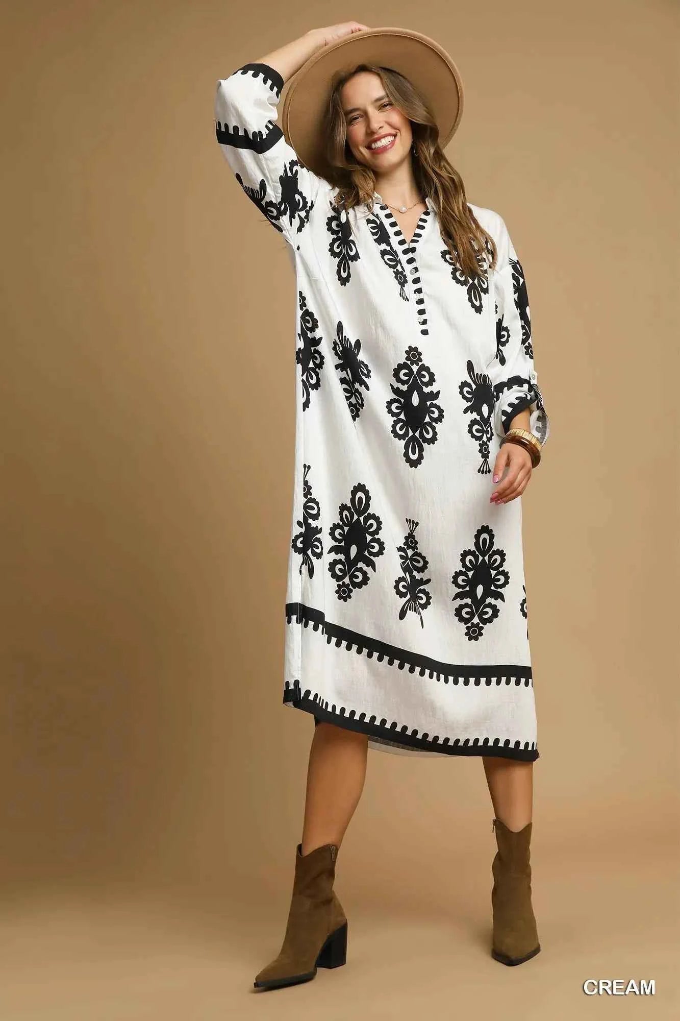 Umgee Abstract Print Midi Dress 6284b347-feee-42d4-83a7-0753ddfab31b-Max-Origin