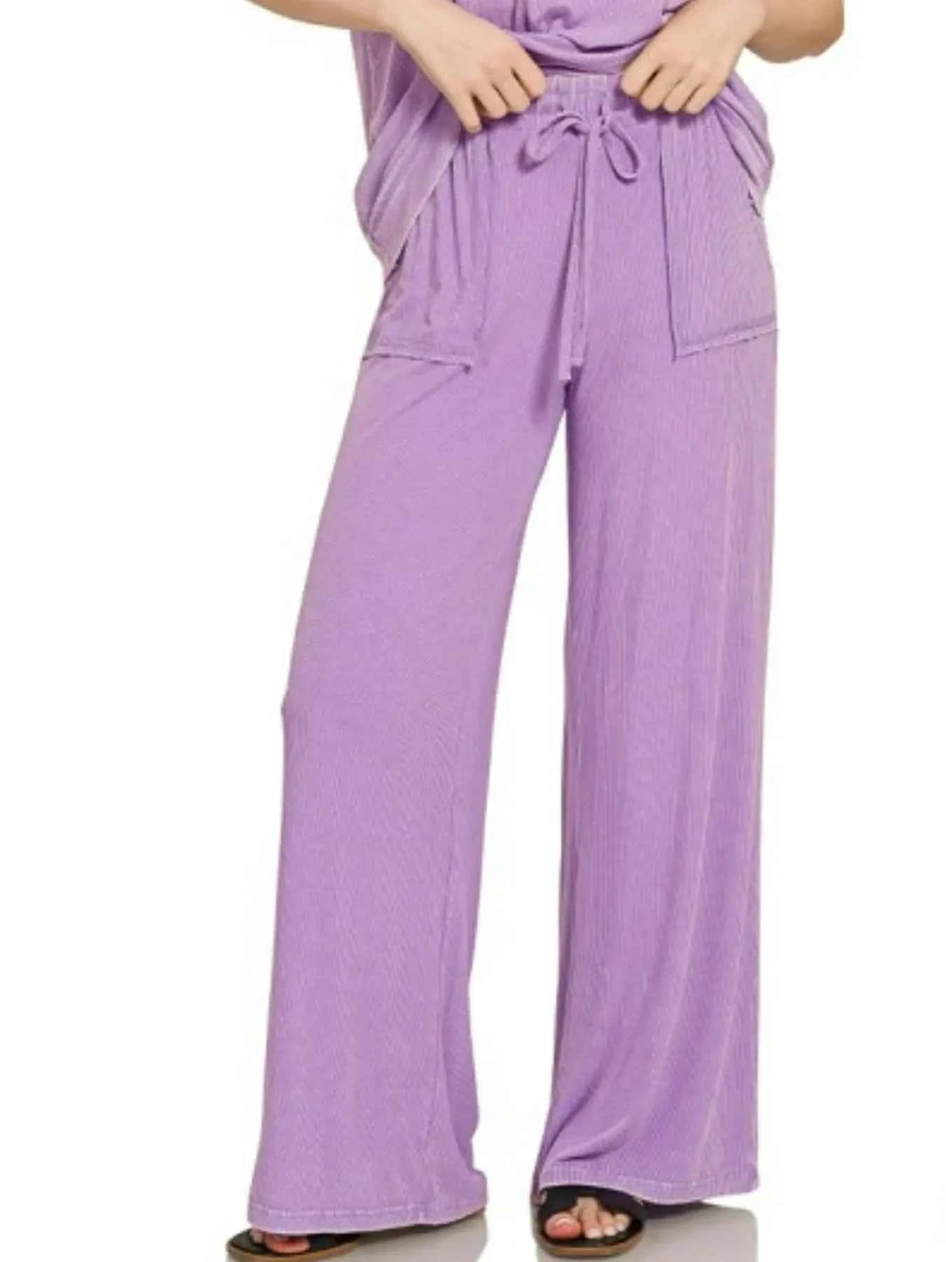 Zenana Ribbed Acid Wash Rayon Top & Pants Set 6294c498-2a44-447a-8a94-a59f81bba268-Max-Origin