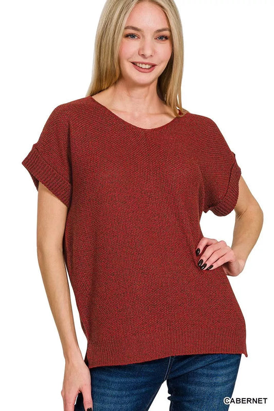 Center Seam Short Sleeve Sweater 62a2071b-092d-48e0-ac00-f29c1b303e18-Max-Origin