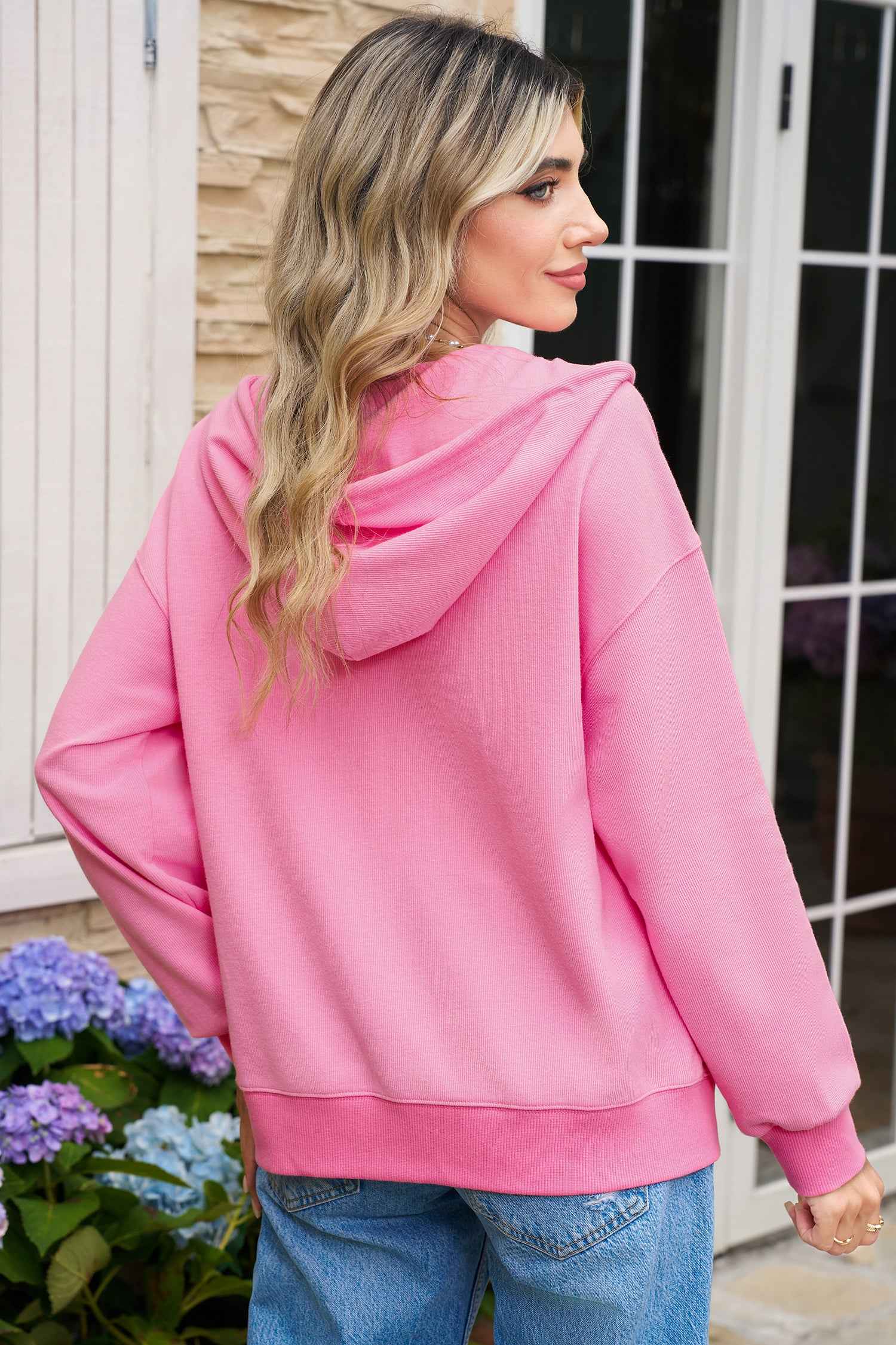 Sachet Pink Corduroy Zip Up Hooded Casual Jacket 62b0f6cb62a594c1