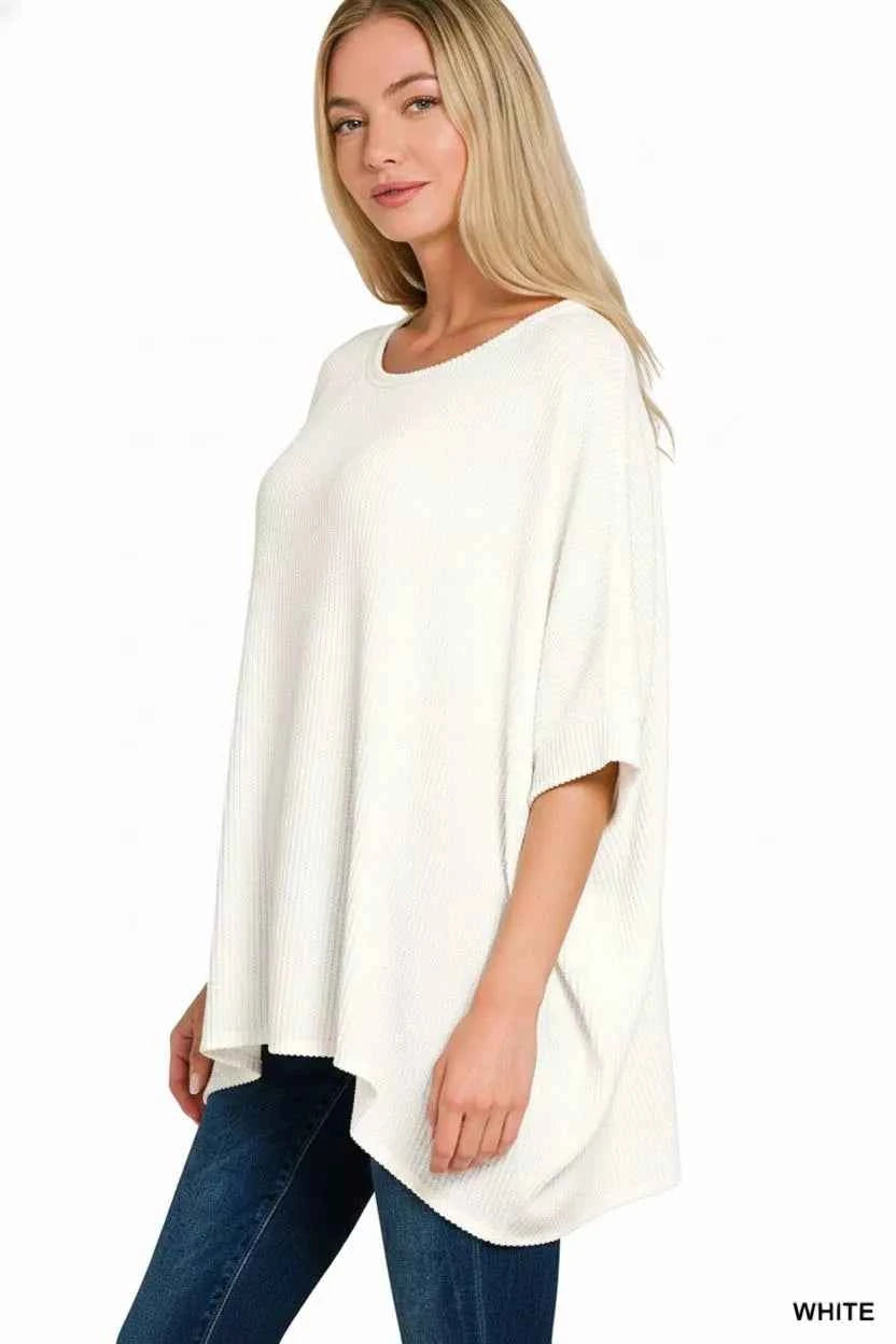 Zenana Raised Rib Bat Sleeve Top 62b50a67-2617-4a5d-94f9-16b69205e1c7-Max-Origin