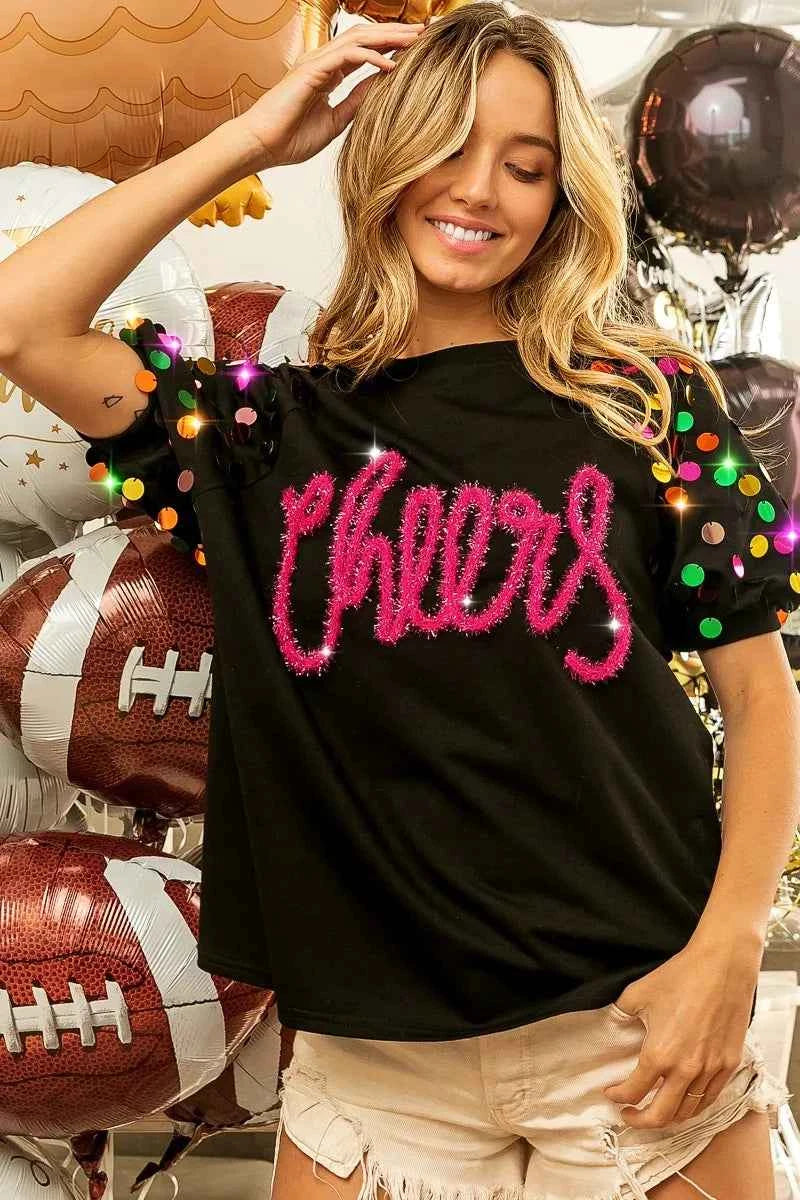 BiBi Metallic Letter Spangle Raglan Puff Sleeve Top BLACK 62cefbab43d748369b2b2453132d8332-Max-Origin