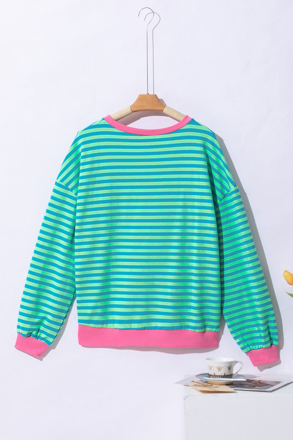 Black Stripe Contrast Edge Cross Seam Oversized Sweatshirt 62cf5095f87ca48a