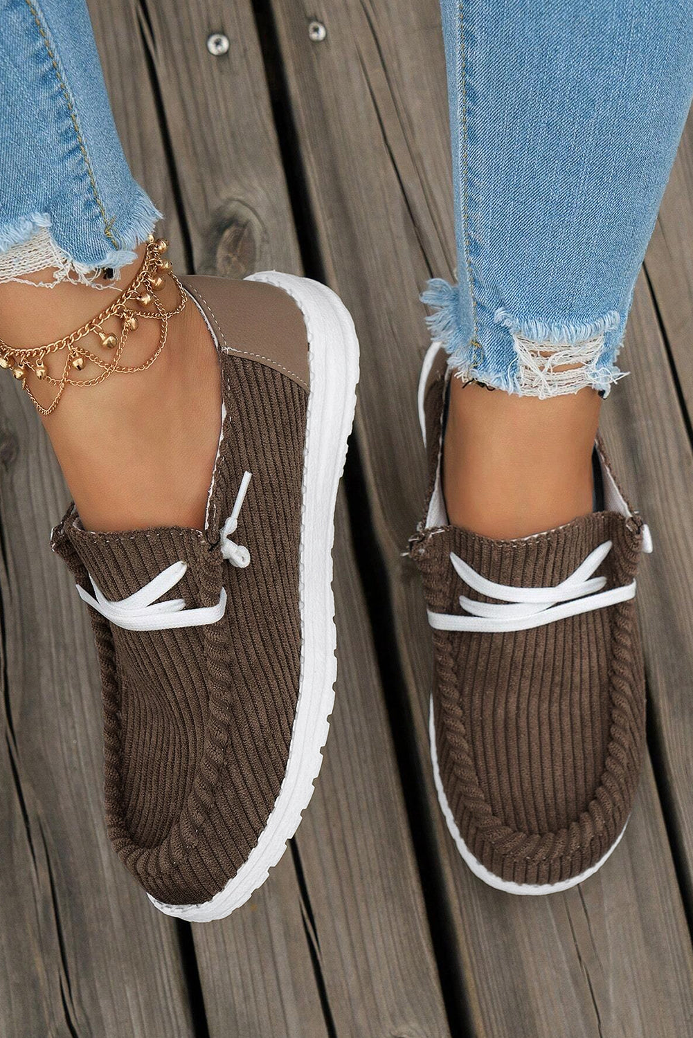 White Solid Ribbed Criss Cross Casual Shoes 62d1425939239c33