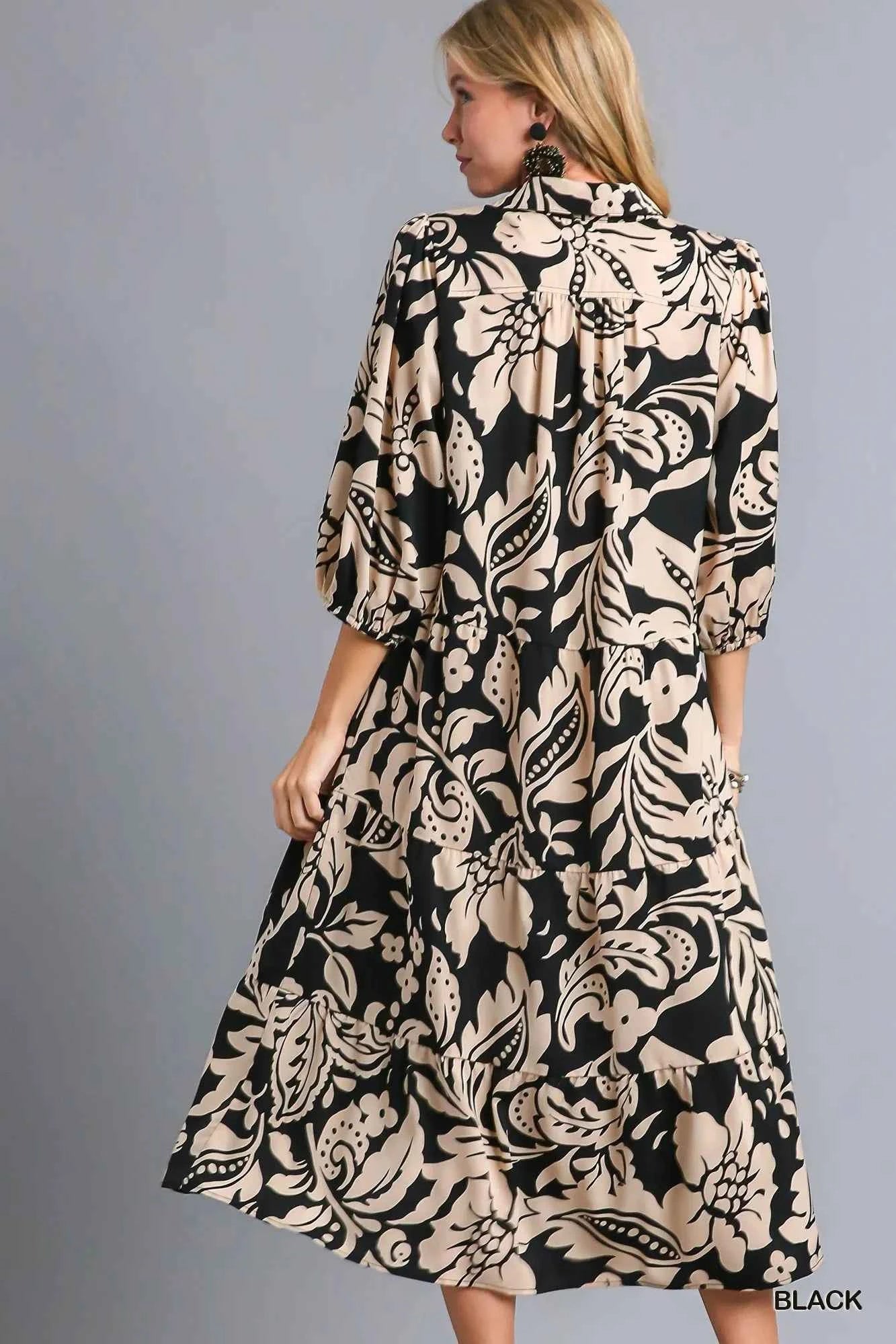 Umgee Floral Print Tiered Midi Dress 62e80fd2-ac0d-4d2f-99de-cf5dc9f98eda-Max-Origin