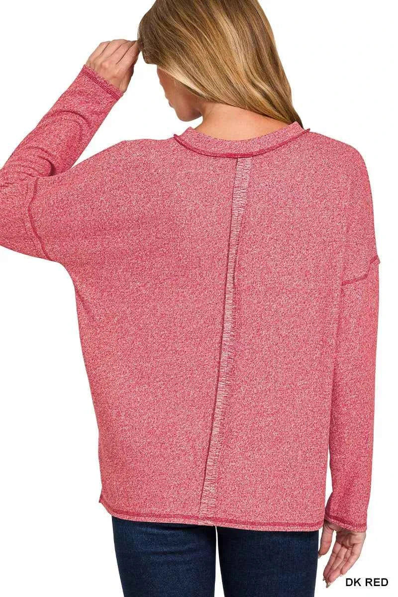 Zenana Soft Melange Hacci Round-Neck Long Sleeve T-Shirt 62ea483e88c44ed9915af7bf791174bf-Max-Origin