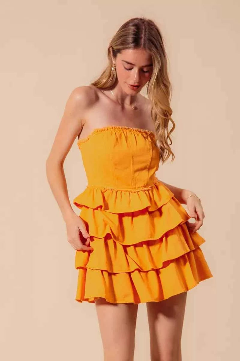 SO ME Strapless Ruffle Layered Game Day Cheer Up Dress 62f44480-22ab-45dd-86a8-5fa505aa97a1-Max-Origin