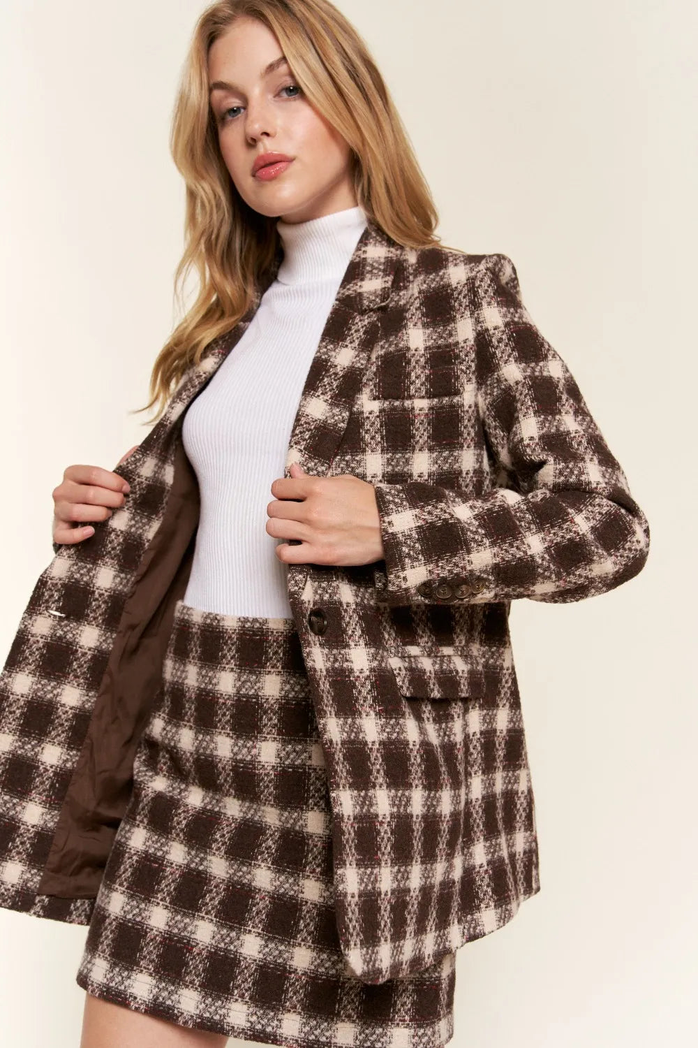 And The Why Full Size Plaid Brushed One Button Blazer Brown 62fe169a-17c1-42f9-9d20-71c47a34c43a-Max