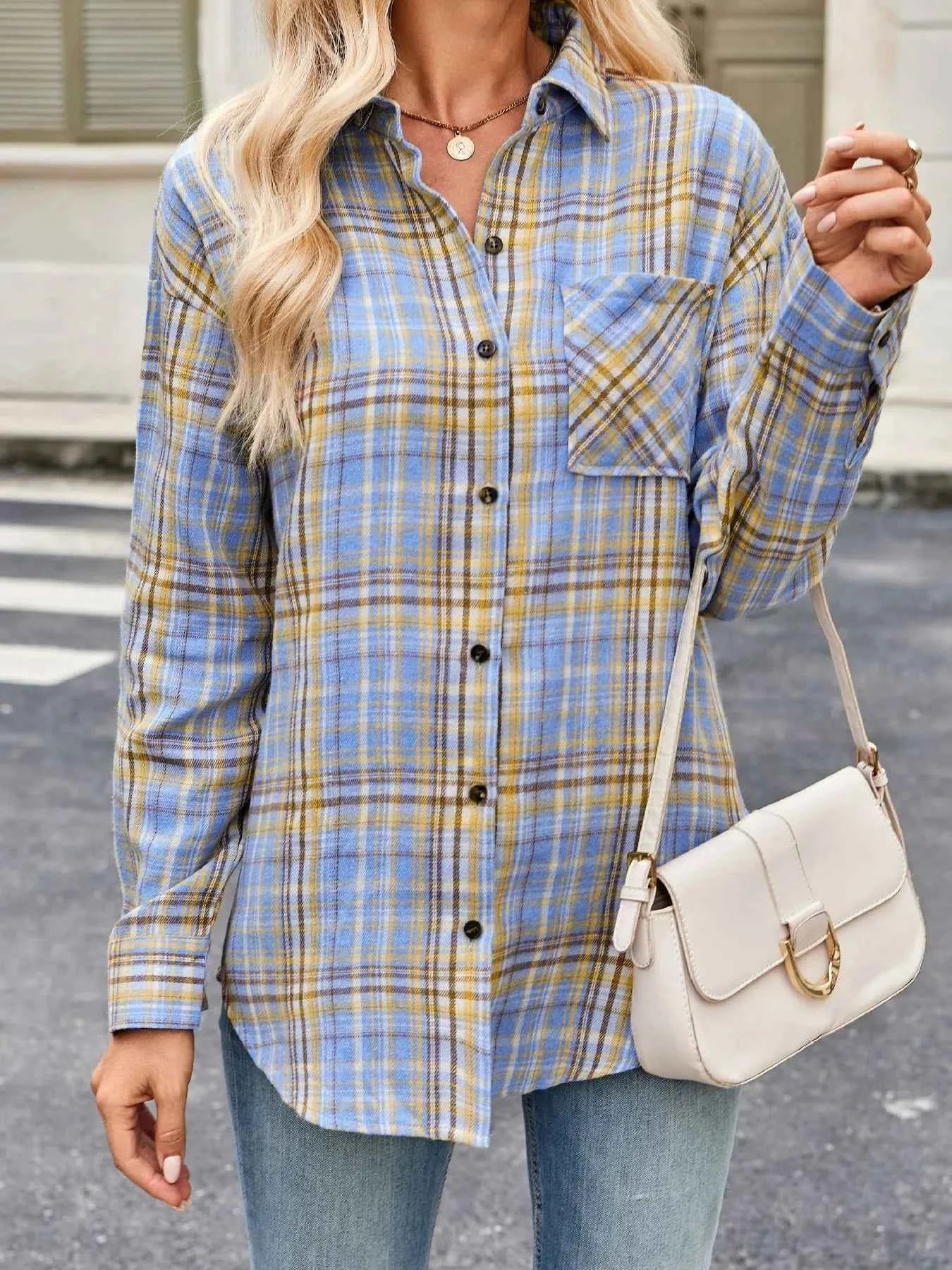 Plaid Button Up Long Sleeve Shirt 6302da39fa9646ae97fd70da01c475c1-Max-Origin