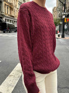 Cable-Knit Round Neck Pullover Sweater 630be0c741cc49ce8bb483e21eb0b8ab-Max-Origin