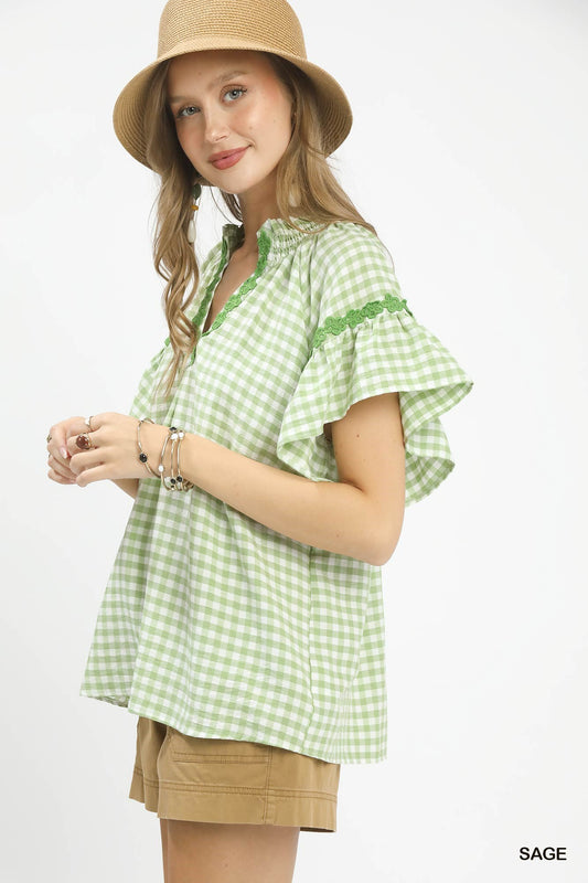 Gingham Lace Trim Top 63174266-ad01-4f19-ae74-0e69b35ab181-Max