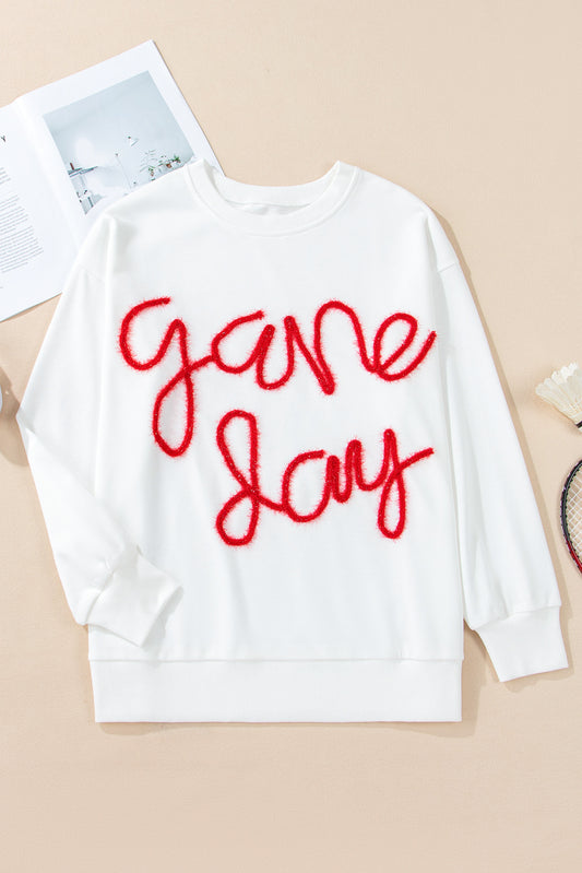 Black Tinsel Game Day Drop Shoulder Sweatshirt 631756df29734094