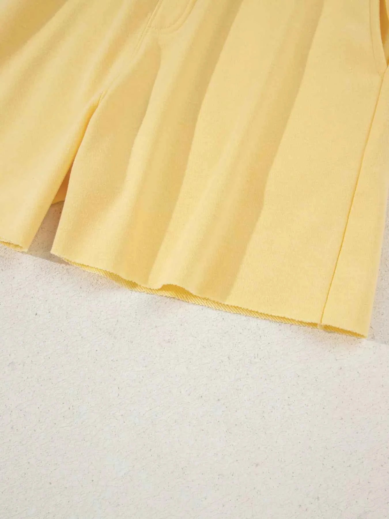Button Collar Drop Shoulder Top and Shorts 2pcs Set