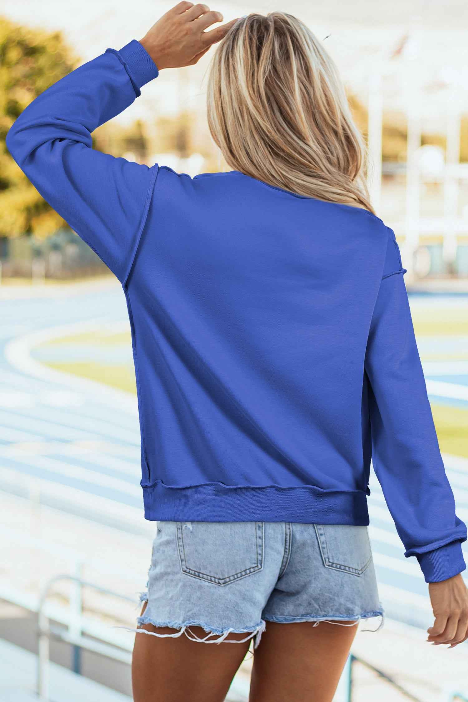 White Oversize Drop Shoulder Reversible Mock Neck Sweatshirt 632016ba105e68ec