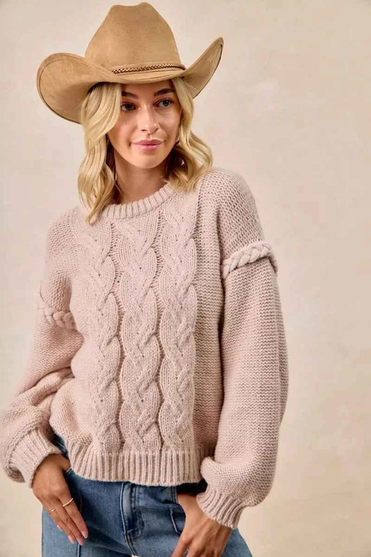 Cable Knit Sweater with Shoulder Braid Detail 6320e1f6fb8c47b5b76d51362f8e2a35-Max-Origin