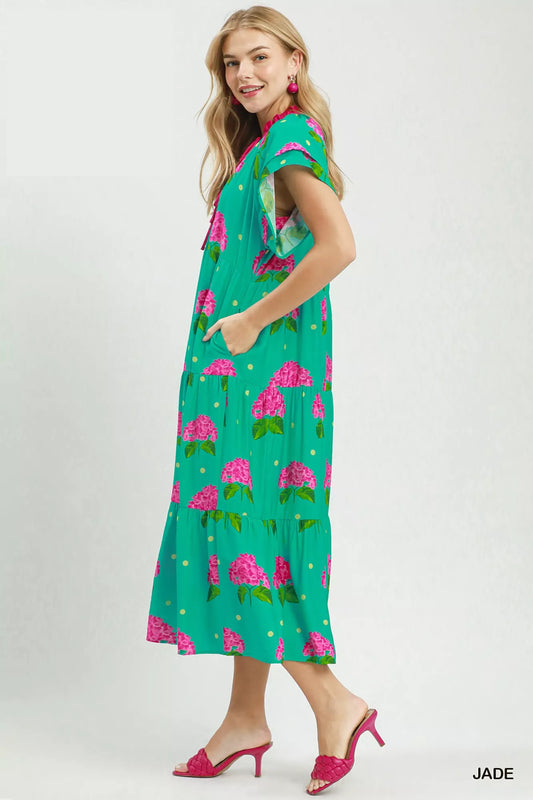 Hydrangea Print Tiered Midi Dress 6323d22e-bed1-4b95-ad99-f9909b781b40-Max-Origin
