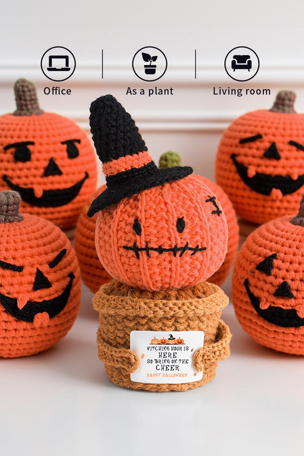Carrot Cute Halloween Crochet Pumpkin Potted Doll Decor 63281c567eebaa56