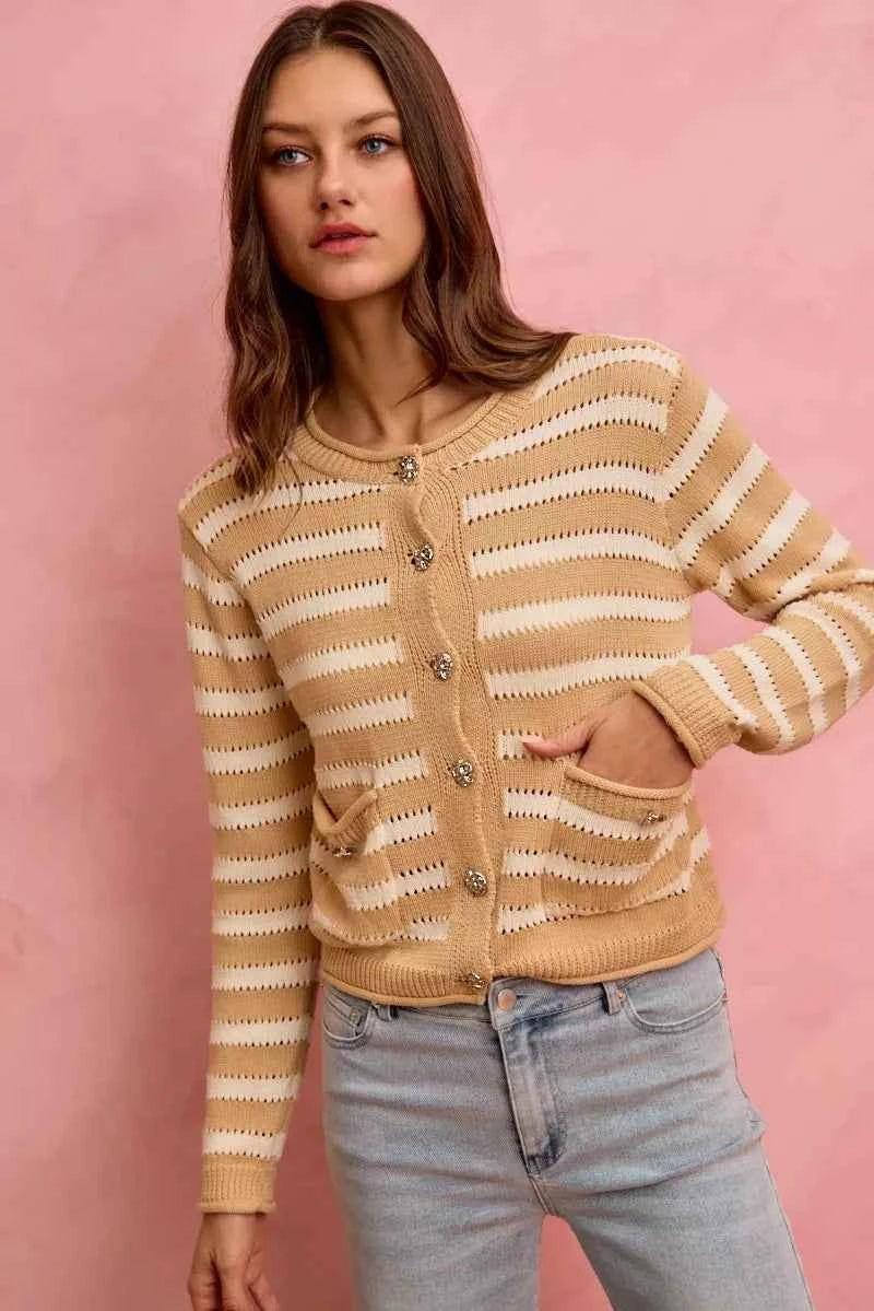 SO ME Stripe Long Sleeves Button Sweater Cardigan 632c60d87df040cf82eda2b6ef55541f-Max-Origin