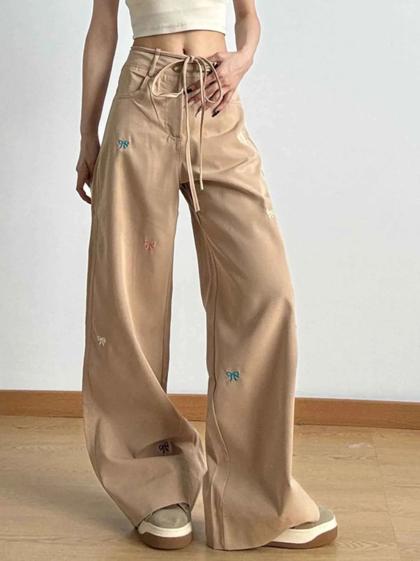 Bow Embroidered Wide Leg Drawstring Casual Pants 6333d073-72fa-4066-942a-7be062958198-Max-Origin