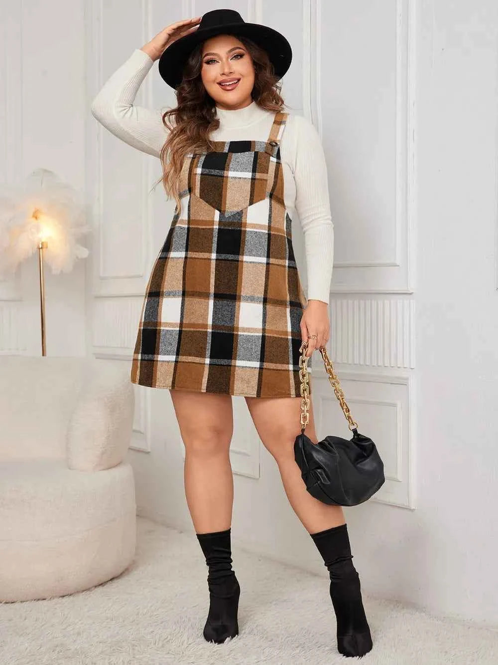 Honey Plus Size Plaid Wide Strap Overall Dress 633d8b75-4566-456f-a401-58e1e38749e0-Max