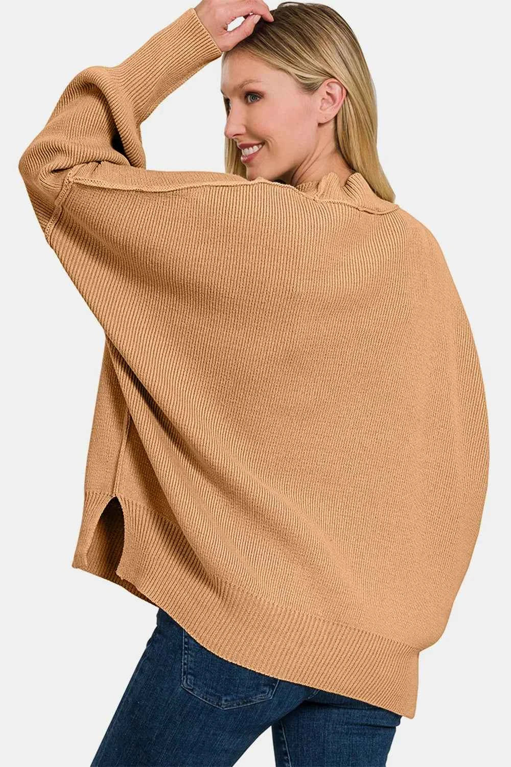 Zenana Side Sit Oversize Sweater 633fe96d-5f97-4490-afda-8ff09485e44d-Max